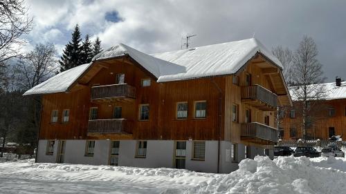 プラーシリにあるApartmán Kovárnaの雪の大木造家屋