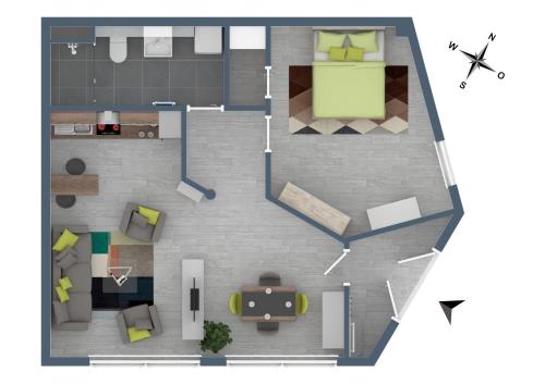 Floor plan ng FeWo Roland Ranft direkt am Kurpark Barrierearm 60qm