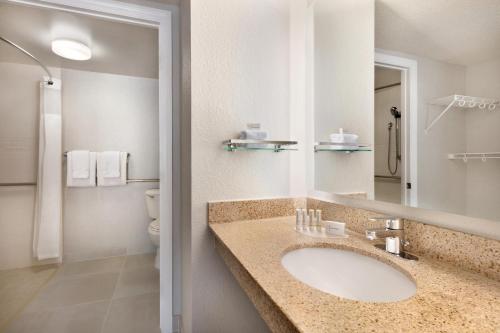 a bathroom with a sink and a toilet at Residence Inn by Marriott Baltimore Downtown/ Inner Harbor in Baltimore