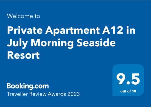 תעודה, פרס, שלט או מסמך אחר המוצג ב-Private Apartment A12 in July Morning Seaside Resort