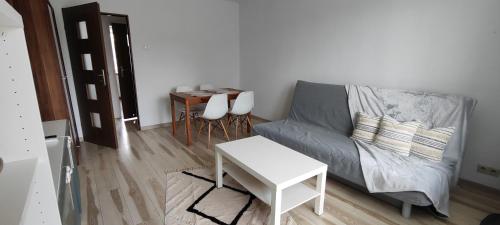 uma sala de estar com um sofá e uma mesa em CITY VIEW Zamenhofa II em Świdnica