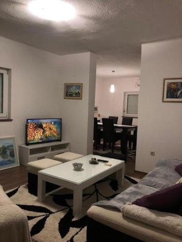 - un salon avec un canapé et une table dans l'établissement Villa Predlug, à Čapljina