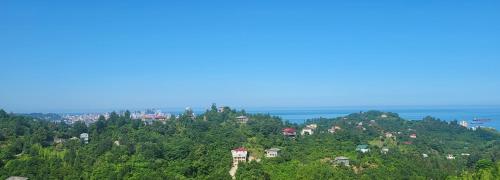 Blick auf einen Hügel mit Häusern und das Meer in der Unterkunft VILLA GANTIADI in Batumi