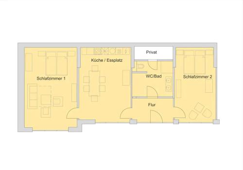 Načrt razporeditve prostorov v nastanitvi Lincoln-Loft Weimar