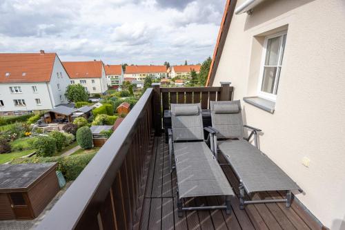 Балкон или терраса в Ferienwohnung Gartenstadt Seilerberg