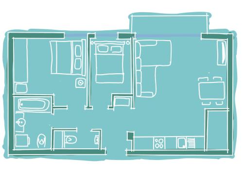 een schematische plattegrond van een huis bij Urban Oasis with free parking in Boedapest