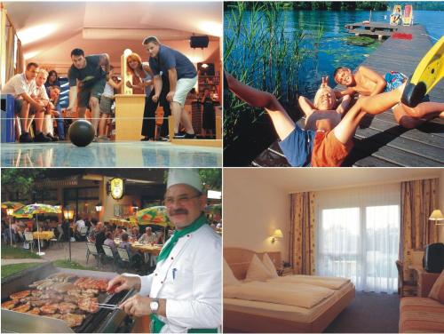 un collage de photos de personnes dans une maison dans l'établissement Gasthof Plasch, à Ferlach