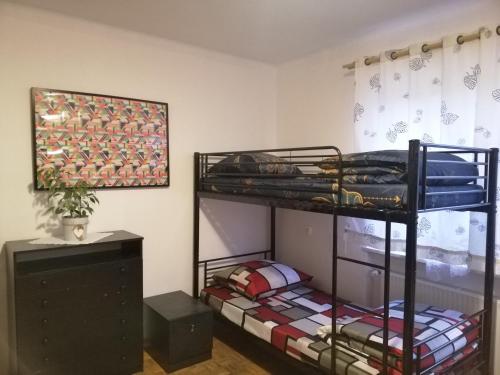 a bedroom with two bunk beds in a room at Ewa Dom in Warsaw