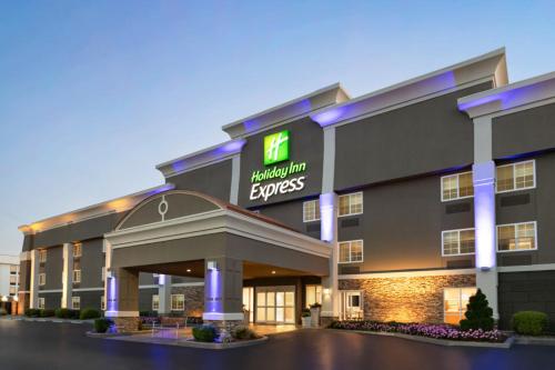 Holiday Inn Express - Bowling Green, an IHG Hotel في بولينغ غرين: فندق فيه لوحة مكتوب عليها قاعة الاحتفالات سريعة