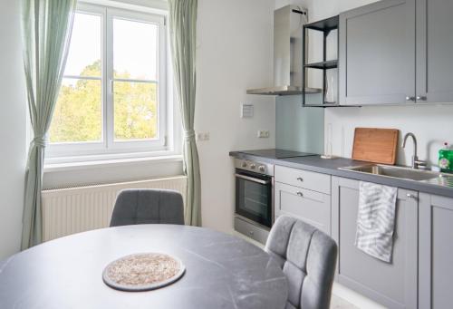 Kjøkken eller kjøkkenkrok på revLIVING Apartment Quintus Baden City Center