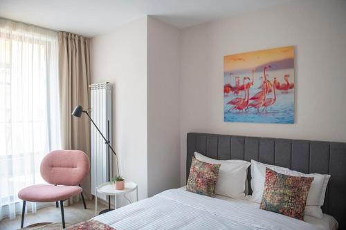 Katil atau katil-katil dalam bilik di Oslo: A modern furnished apartment with parking