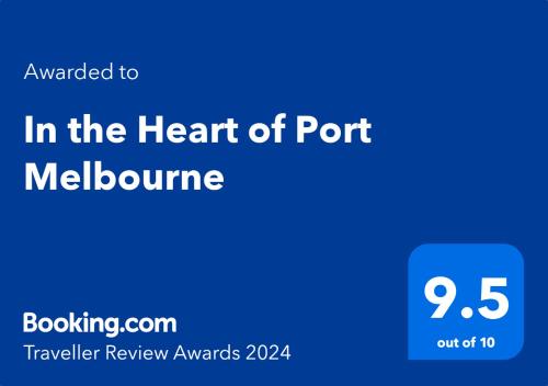 Сертификат, награда, табела или друг документ на показ в In the Heart of Port Melbourne