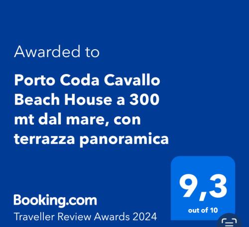 Porto Coda Cavallo Beach House a 300 mt dal mare, con terrazza panoramica tanúsítványa, márkajelzése vagy díja