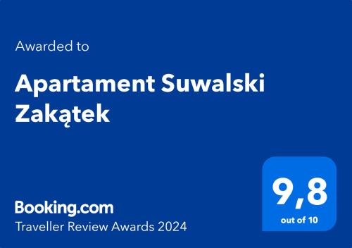 Sijil, anugerah, tanda atau dokumen lain yang dipamerkan di Apartament Suwalski Zakątek