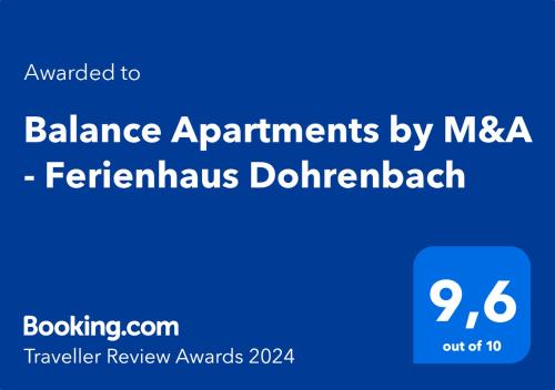 ヴィッツェンハウゼンにあるBalance Apartments by M&A - Family Apartment Ferienhaus Dohrenbachのmbafürkamine databakの残高予定のスクリーンショット