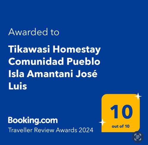 Un certificado, premio, cartel u otro documento en Tikawasi Homestay Comunidad Pueblo Isla Amantani José Luis