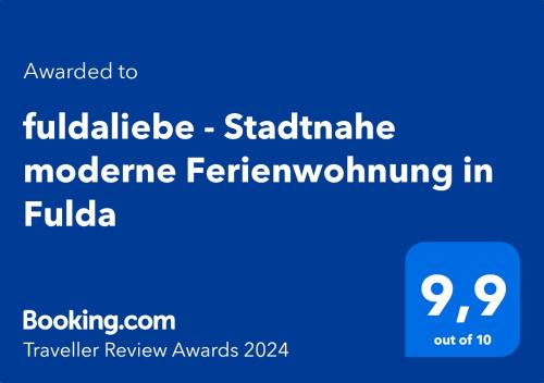 ใบรับรอง รางวัล เครื่องหมาย หรือเอกสารอื่น ๆ ที่จัดแสดงไว้ที่ fuldaliebe - Stadtnahe moderne Ferienwohnung in Fulda