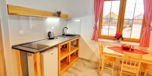 Una cocina o kitchenette en Moravský Grunt Konírna