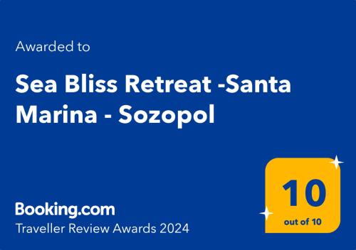 תעודה, פרס, שלט או מסמך אחר המוצג ב-Sea Bliss Retreat -Santa Marina - Sozopol