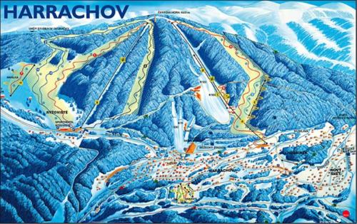 una mappa di una montagna di Sport hotel POMI a Harrachov