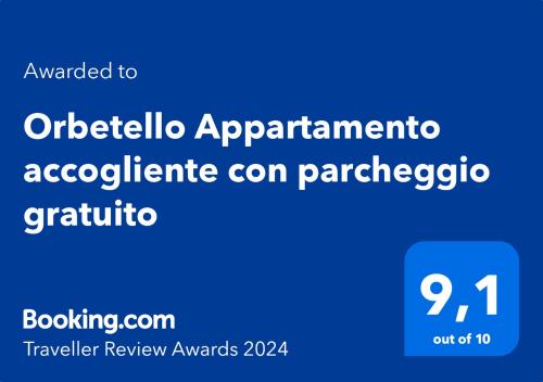 Certifikát, ocenenie alebo iný dokument vystavený v ubytovaní Orbetello Appartamento accogliente con parcheggio gratuito