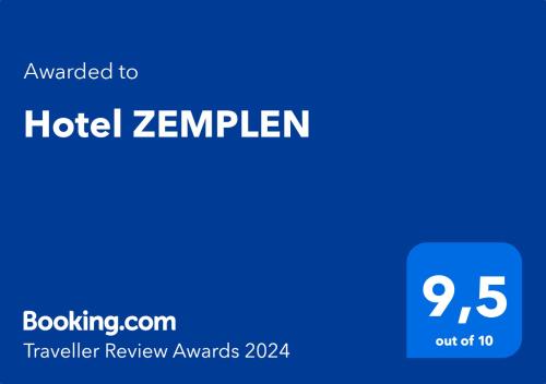 Hotel ZEMPLEN tanúsítványa, márkajelzése vagy díja