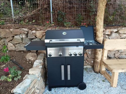 a barbecue grill and a grill at Ελαιώνας - Solar Energy House in Chorefto