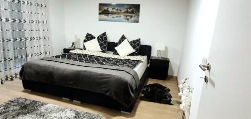 Кровать или кровати в номере 3-Zimmer- Wohnung in Traun, nähe Linz und Wels