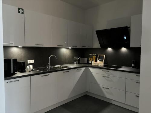 Een keuken of kitchenette bij KeyHosting Apartment Zentral Parkplatz