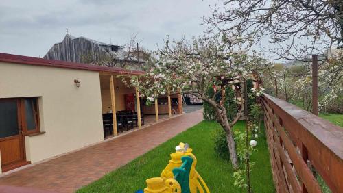 un jardin avec un jouet en face d'une maison dans l'établissement Casa SOL, à Turda