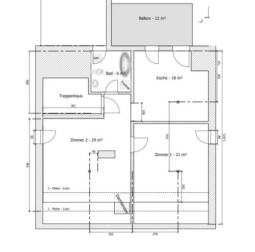 Načrt razporeditve prostorov v nastanitvi Ferienwohnung Pauline