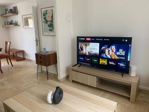 TV i/ili multimedijalni sistem u objektu Maison Donizetti avec jardin et parking - proche métro