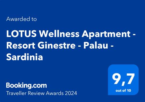 Certifikat, nagrada, znak ali drug dokument, ki je prikazan v nastanitvi LOTUS Wellness Apartment - Resort Ginestre - Palau - Sardinia