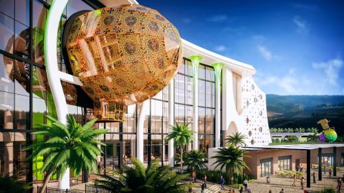 uma representação arquitectónica de um edifício com um lustre em The Land Of Legends Nickelodeon Hotel Antalya em Belek