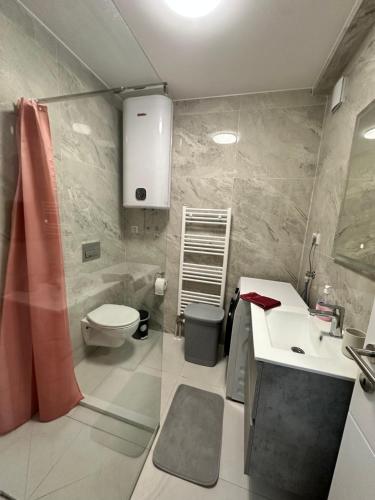 a bathroom with a sink and a toilet at Apartment Athens in Sombor