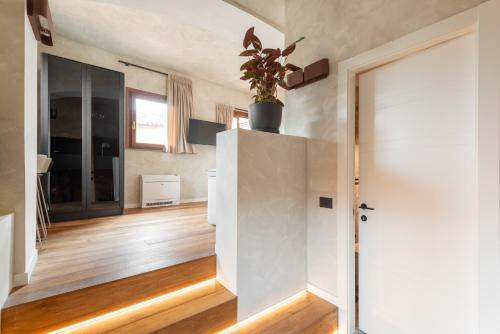 a room with a door and a plant on top at Residenza Leutari in Rome