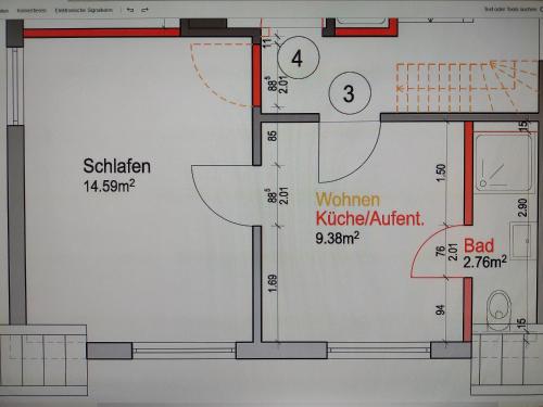 planta de un baño con aseo en apartment-bb, en Böblingen