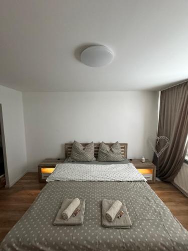 Tempat tidur dalam kamar di Modern Central Apartment