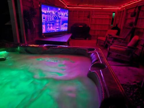 TV tai viihdekeskus majoituspaikassa SEMO Redhawks Campus Home with Hot Tub