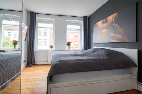 Lova arba lovos apgyvendinimo įstaigoje TOP 2 Zimmer Altbauwohnung in Kiel Mitte 24-7 Check In