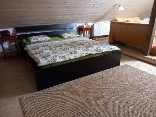 una camera con letto e tappeto di apartmán U dědy Lubina a Lultsch