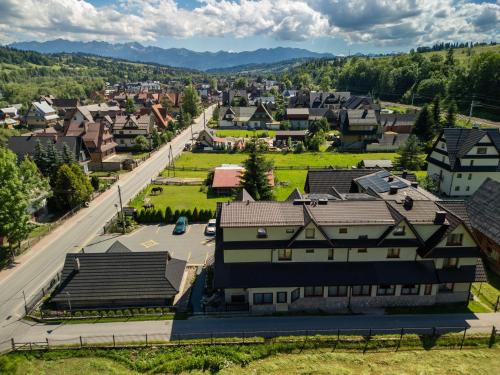 an aerial view of a small town with houses at U Haliny in Biały Dunajec