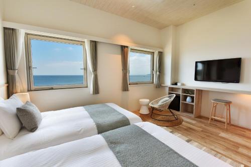 A television and/or entertainment centre at Hayama Umino Hotel