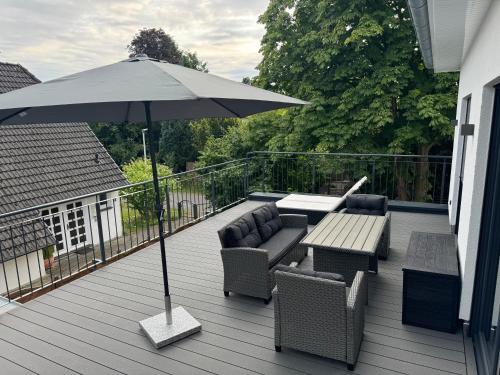 En balkon eller terrasse på Haus Dünenweg