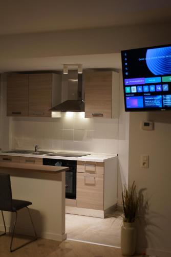 A kitchen or kitchenette at Skyway airport apartments