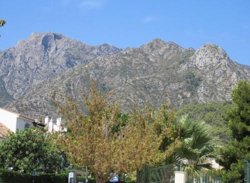 a mountain in the distance with trees and mountains w obiekcie Apartamento bien situado en Marbella w Marbelli