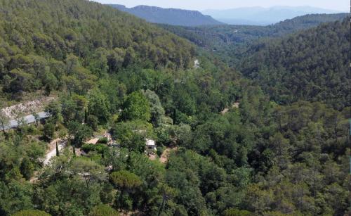 widok z powietrza na dom w środku lasu w obiekcie Bastide de Garidelle w mieście Callas