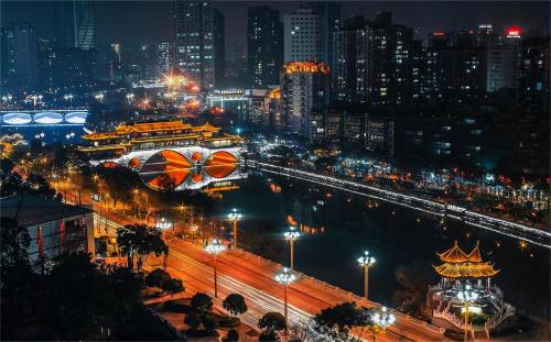 成都的景觀或從飯店拍的城市景觀