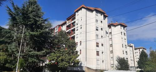 un alto edificio bianco con due torri di ZONA apartman a Vranje