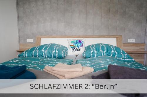 Cama ou camas em um quarto em Moderne 3-Zimmer-Wohnung im Herzen von Darmstadt - Zentrale Lage, Komfort & WLAN